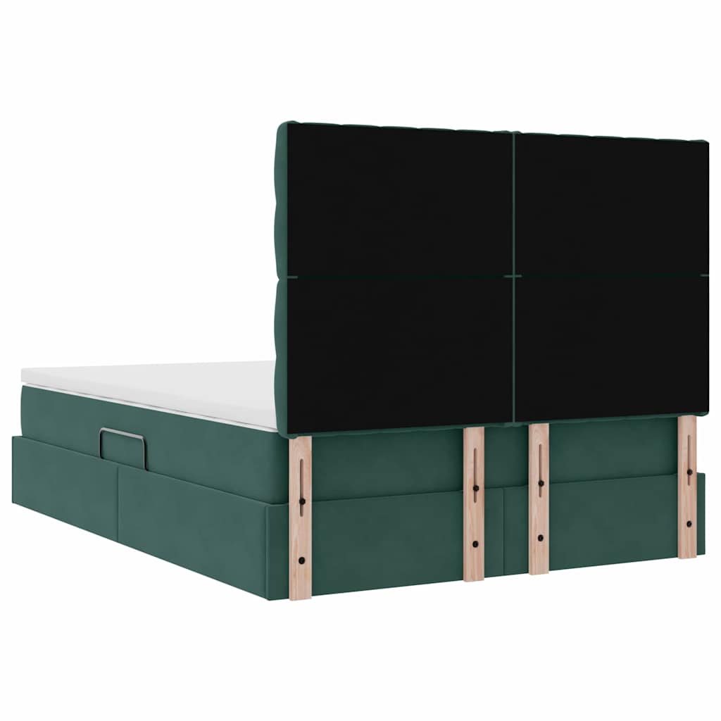 Lit avec rangement et matelas Vert foncé 140 x 200 cm Velours - XIOS