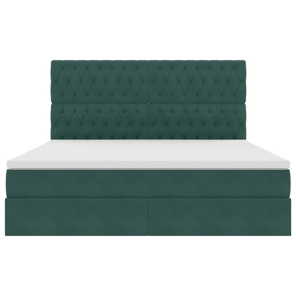 Lit avec rangement et matelas Vert foncé 160 x 200 cm Velours - XIOS
