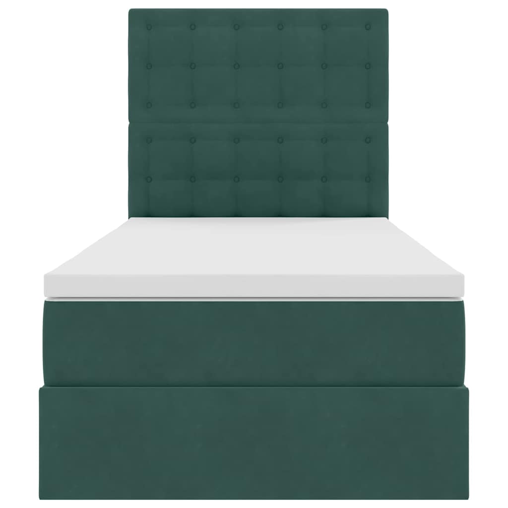 Lit avec rangement et matelas Vert foncé 90 x 200 cm Velours - XIOS