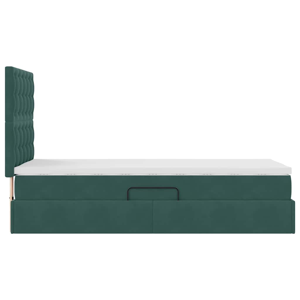 Lit avec rangement et matelas Vert foncé 90 x 200 cm Velours - XIOS
