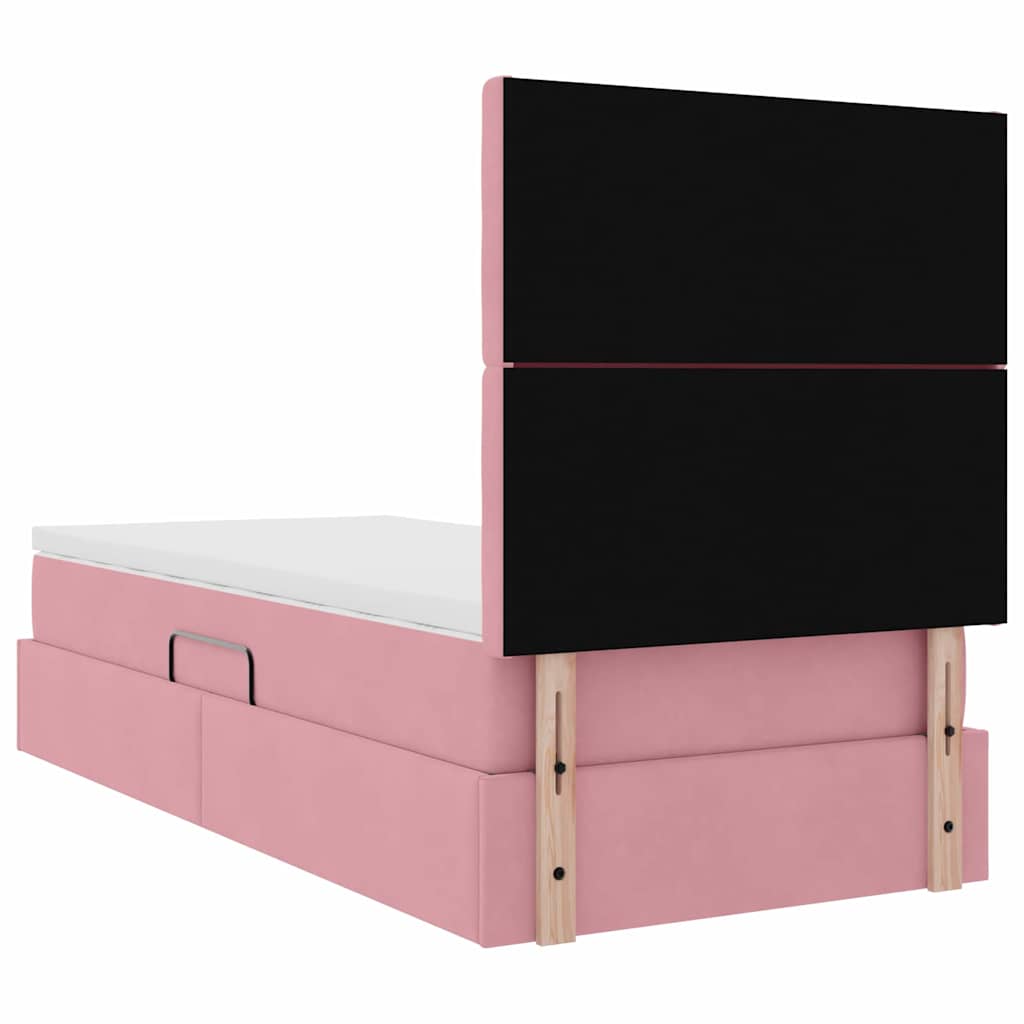 Lit avec rangement et matelas Rose 100 x 200 cm Velours - XIOS