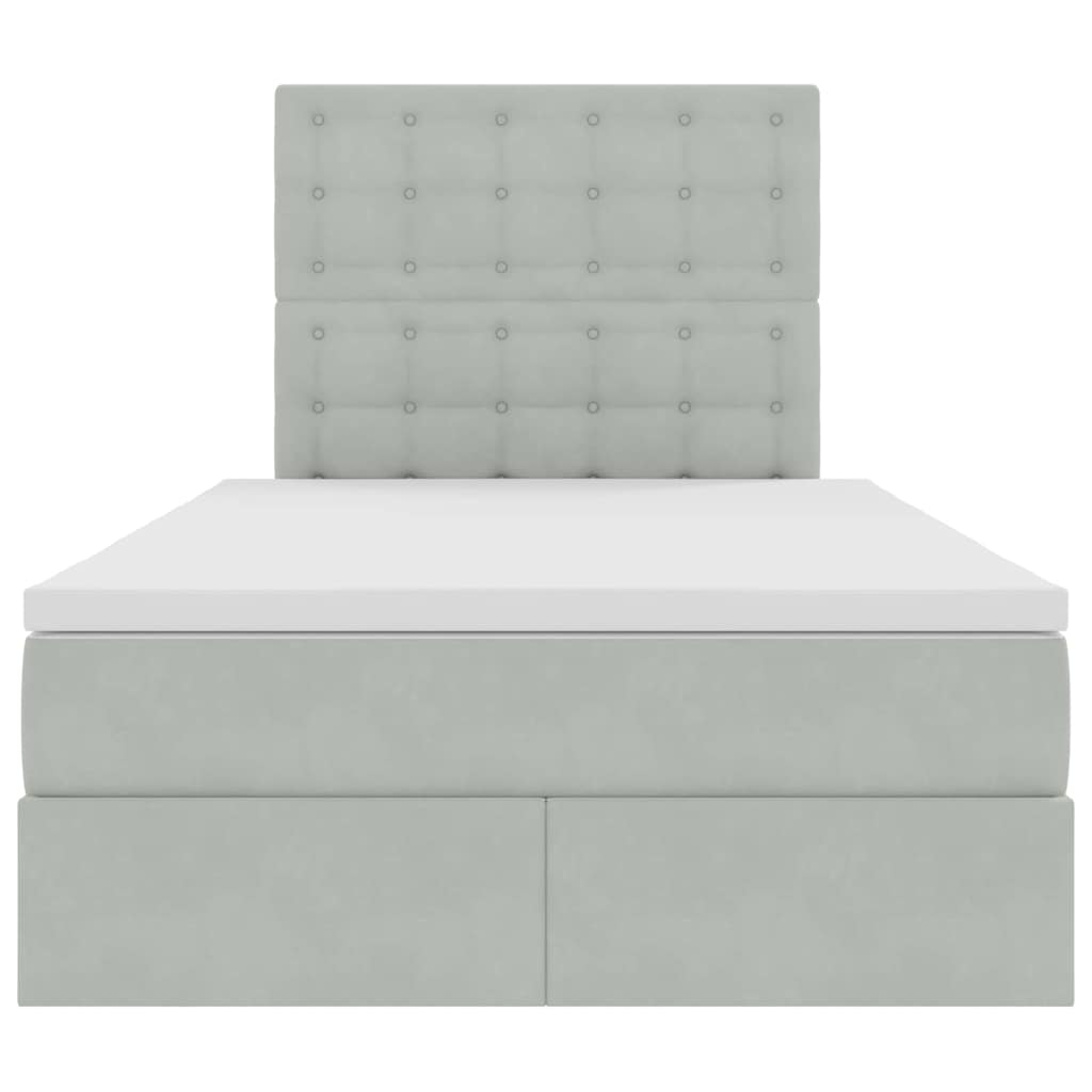 Lit avec rangement et matelas Gris clair 120 x 200 cm Velours - XIOS