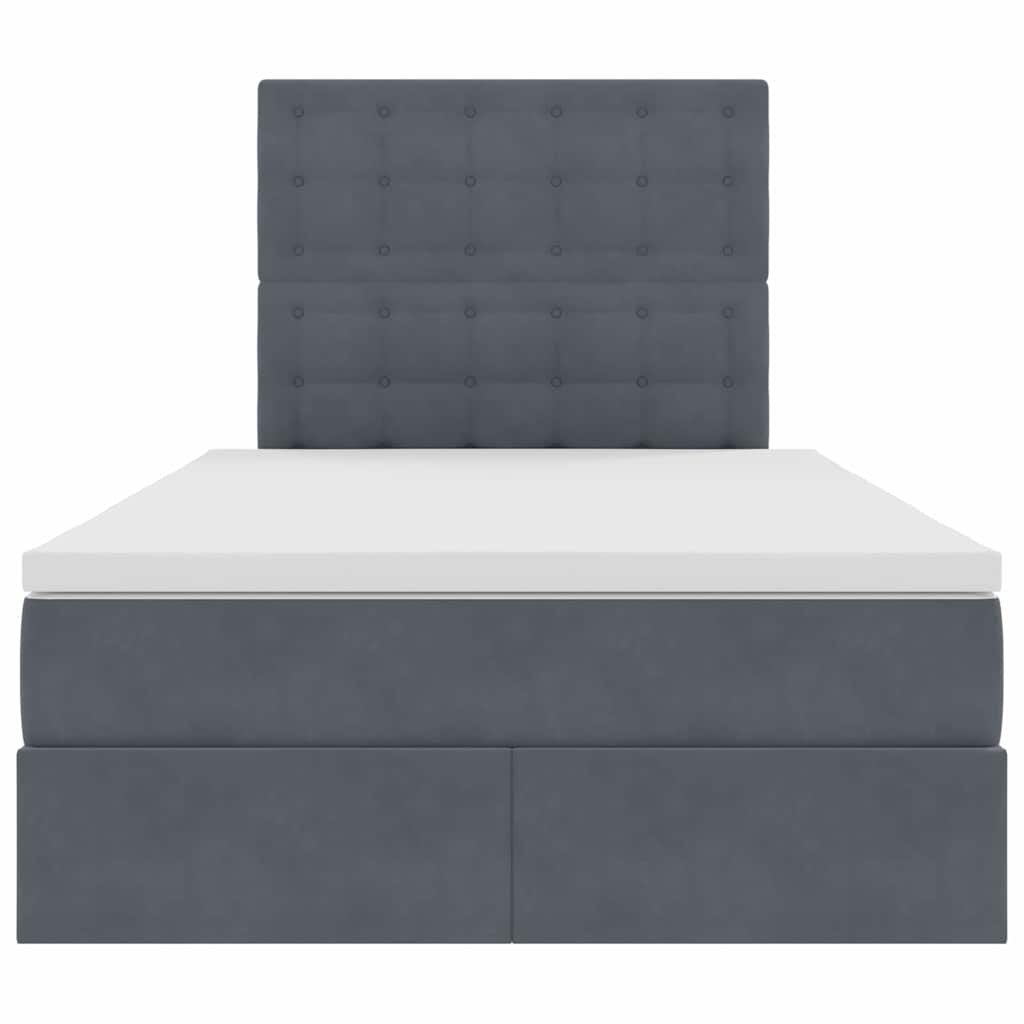 Lit avec rangement et matelas Gris foncé 120 x 200 cm Velours - XIOS