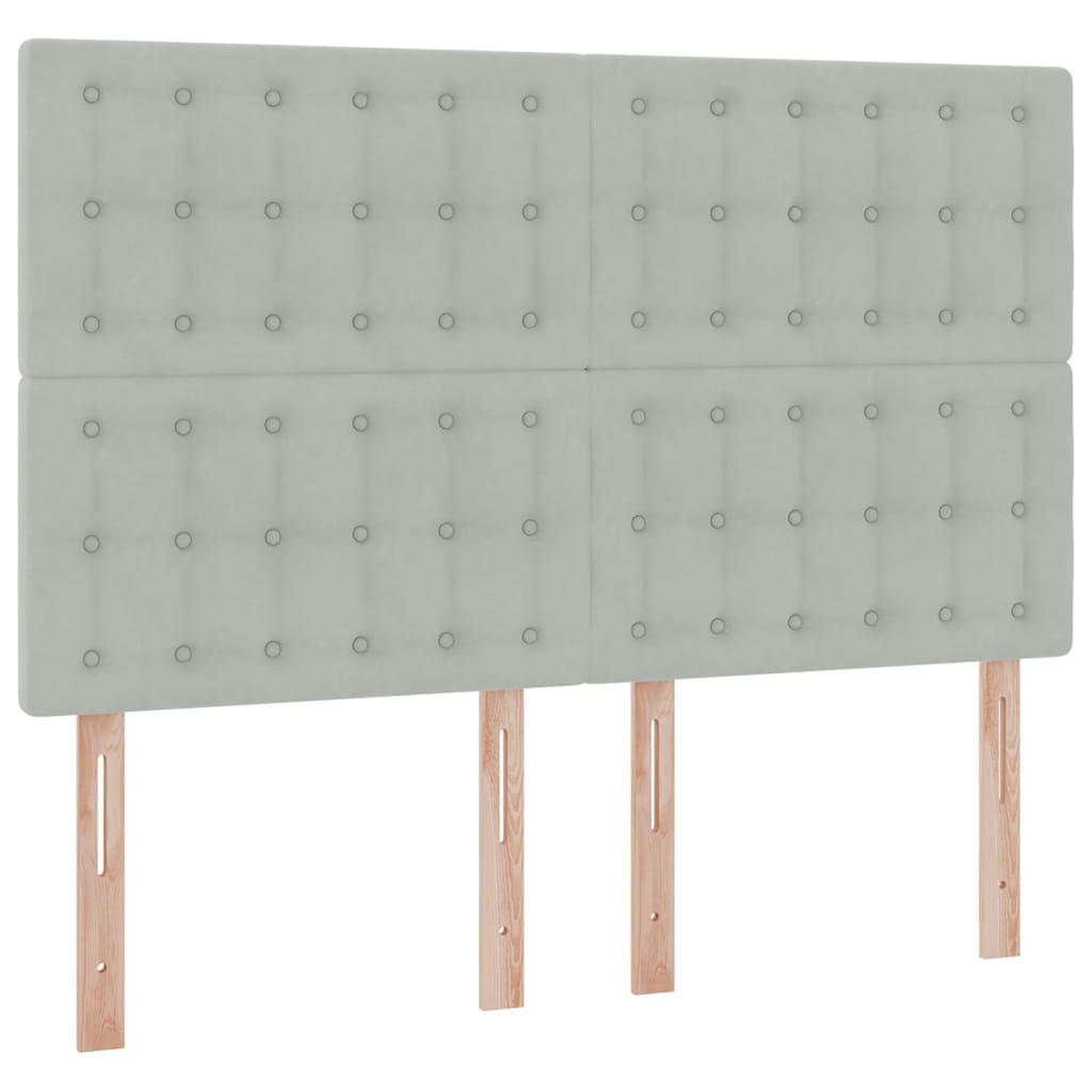 Lit avec rangement et matelas Gris clair 140 x 190 cm Velours - XIOS