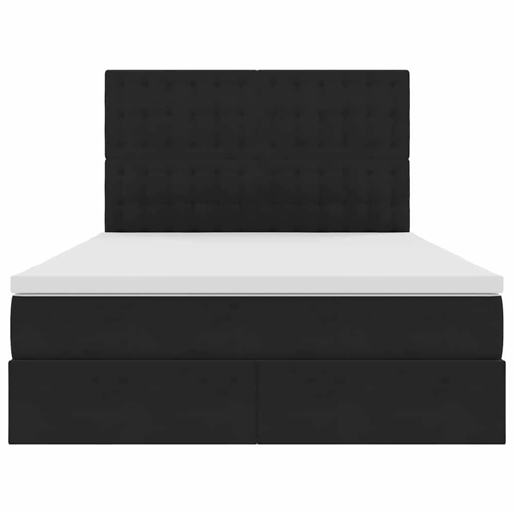 Lit avec rangement et matelas Noir 140 x 190 cm Velours - XIOS