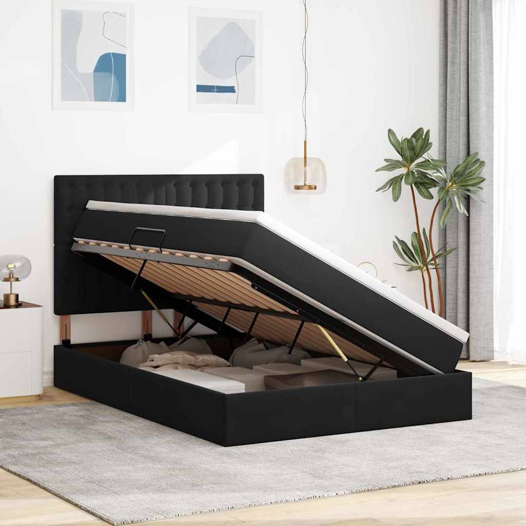 Lit avec rangement et matelas Noir 140 x 200 cm Velours - XIOS