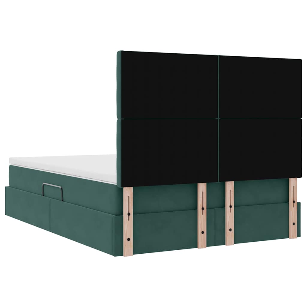 Lit avec rangement et matelas Vert foncé 140 x 200 cm Velours - XIOS
