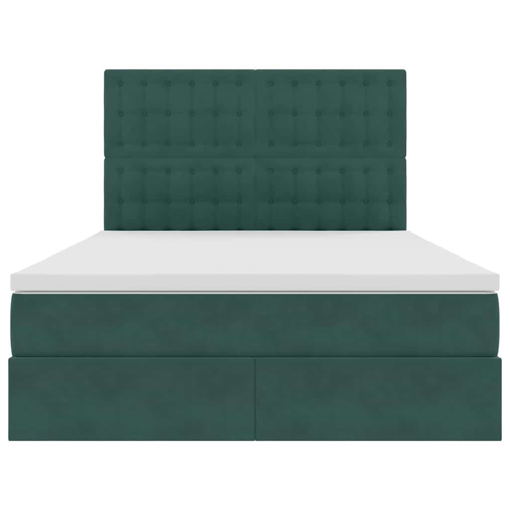 Lit avec rangement et matelas Vert foncé 140 x 200 cm Velours - XIOS