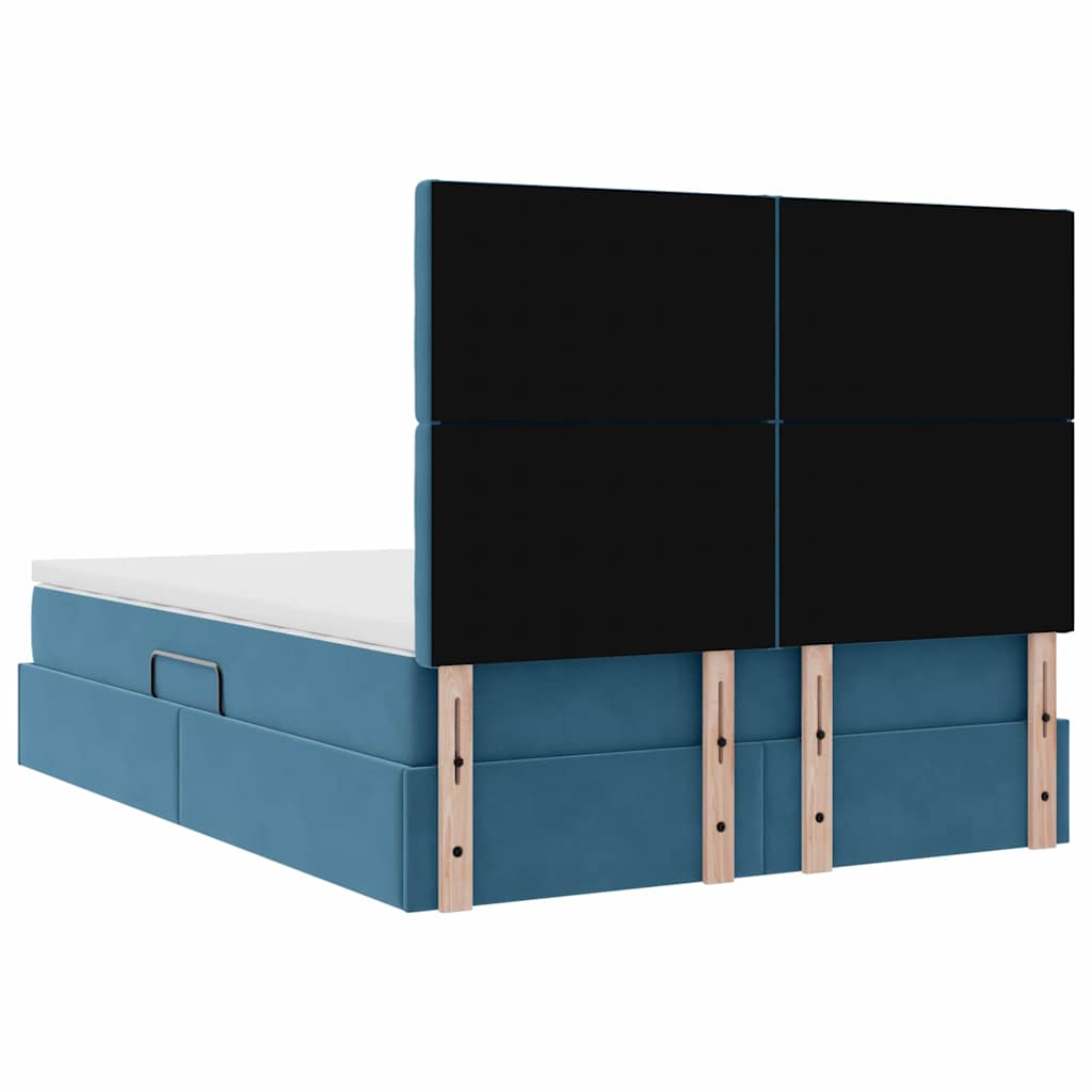 Lit avec rangement et matelas Bleu foncé 140 x 200 cm Velours - XIOS