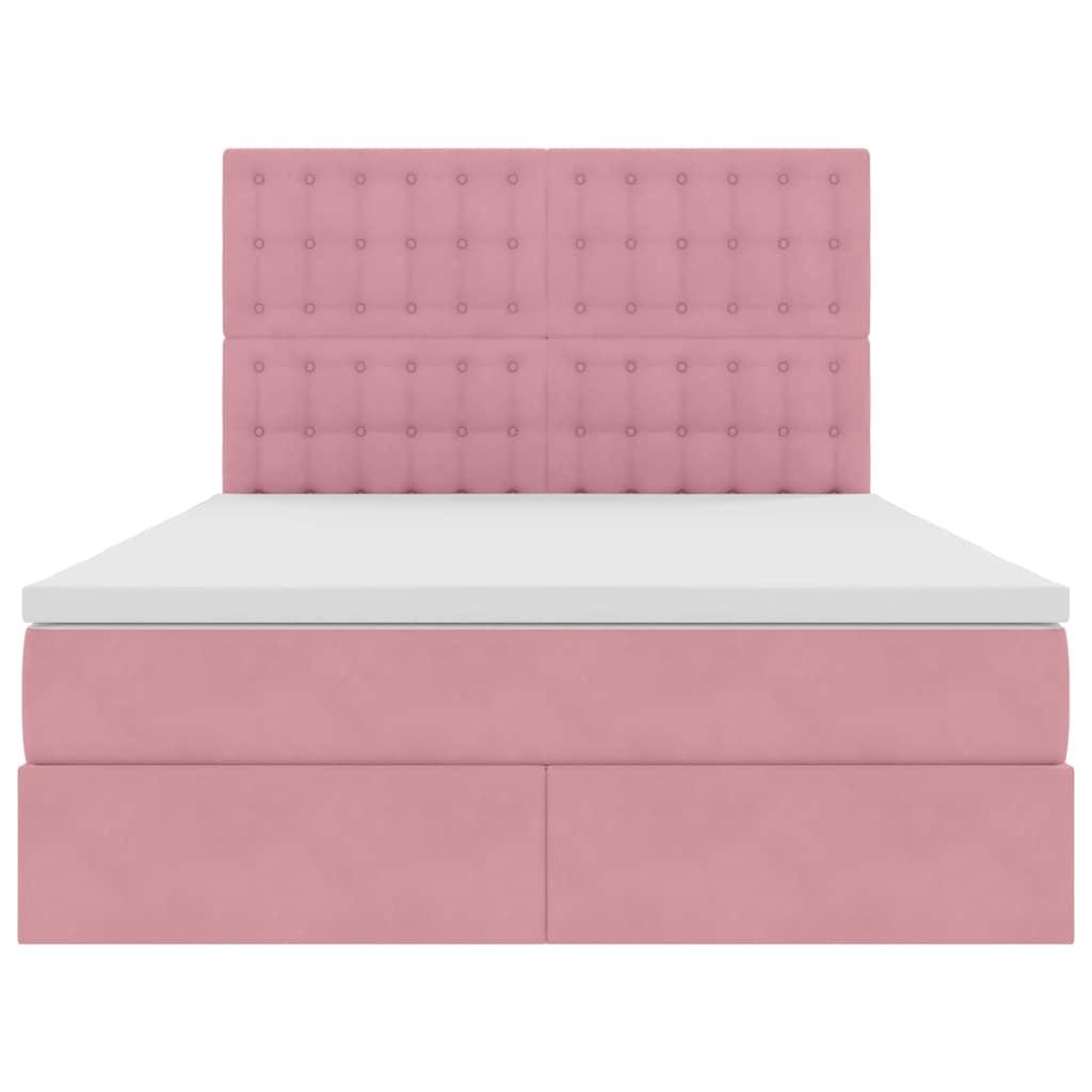 Lit avec rangement et matelas Rose 140 x 200 cm Velours - XIOS