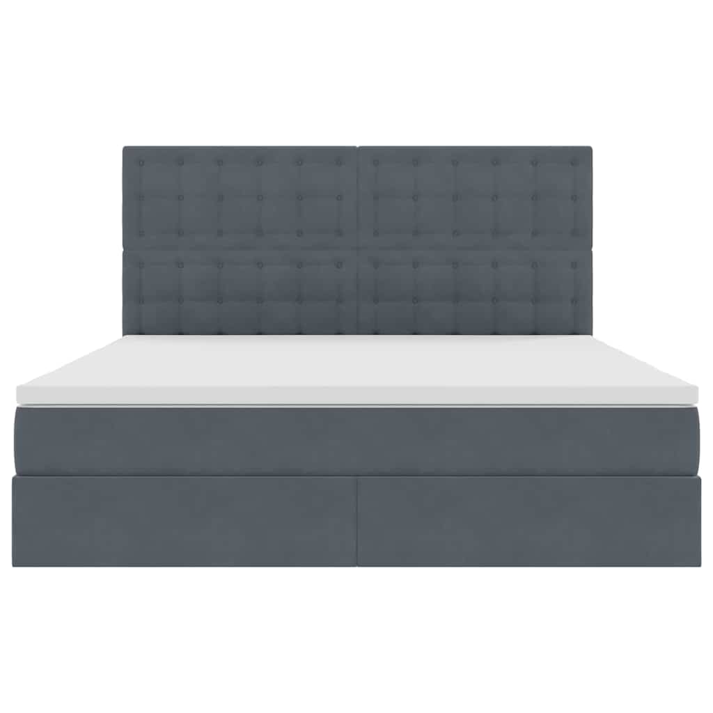 Lit avec rangement et matelas Gris foncé 160 x 200 cm Velours - XIOS