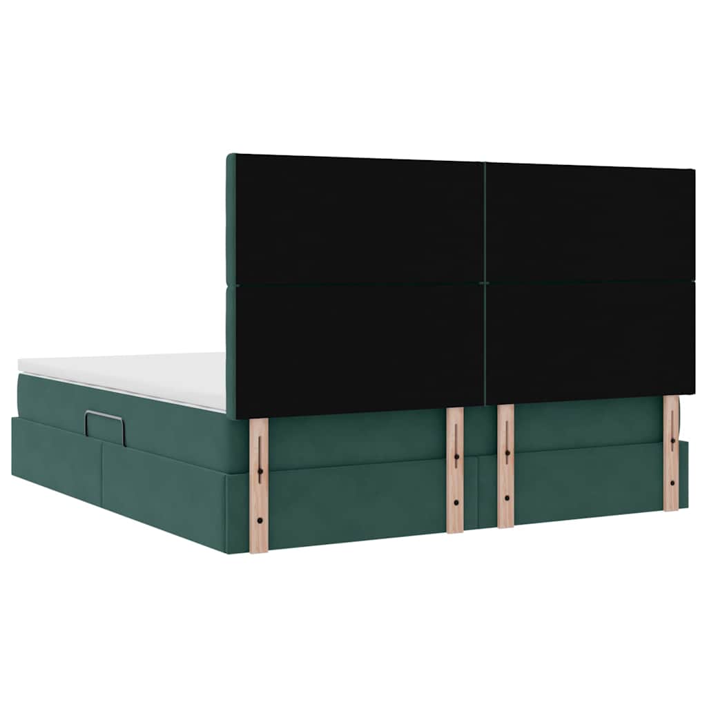 Lit avec rangement et matelas Vert foncé 160 x 200 cm Velours - XIOS