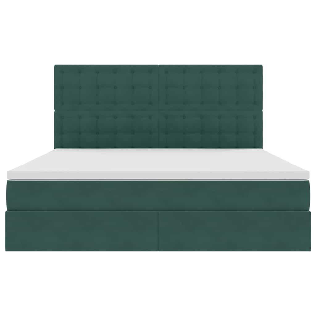 Lit avec rangement et matelas Vert foncé 160 x 200 cm Velours - XIOS