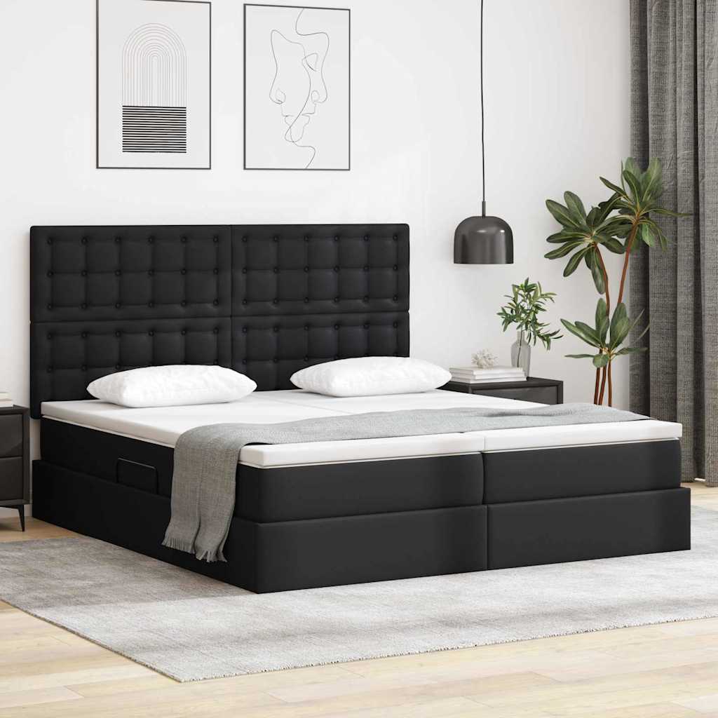 Lit avec rangement et matelas avec matelas Noir 200 x 200 cm - XIOS