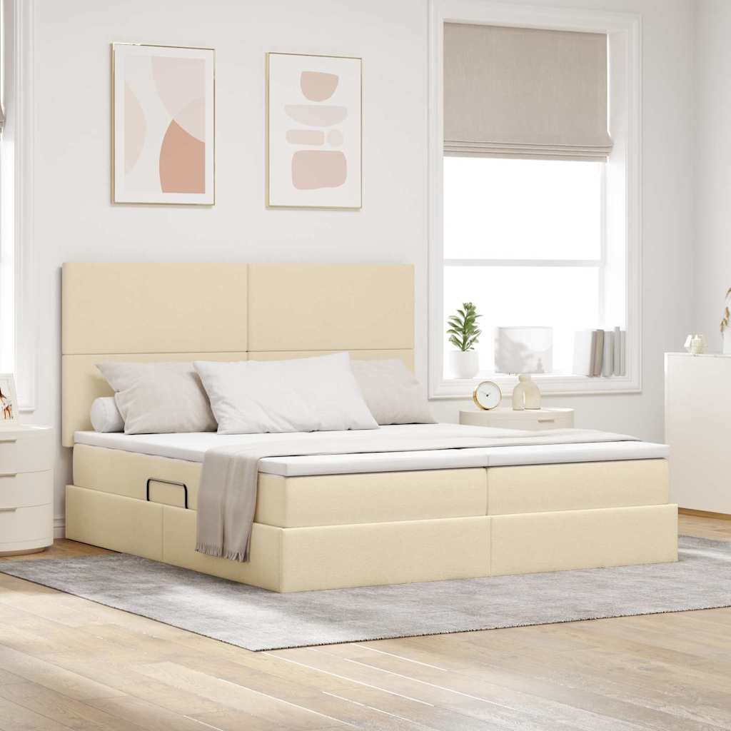 Lit de Rangement Crème 200 x 200 cm Cuir synthétique - XIOS