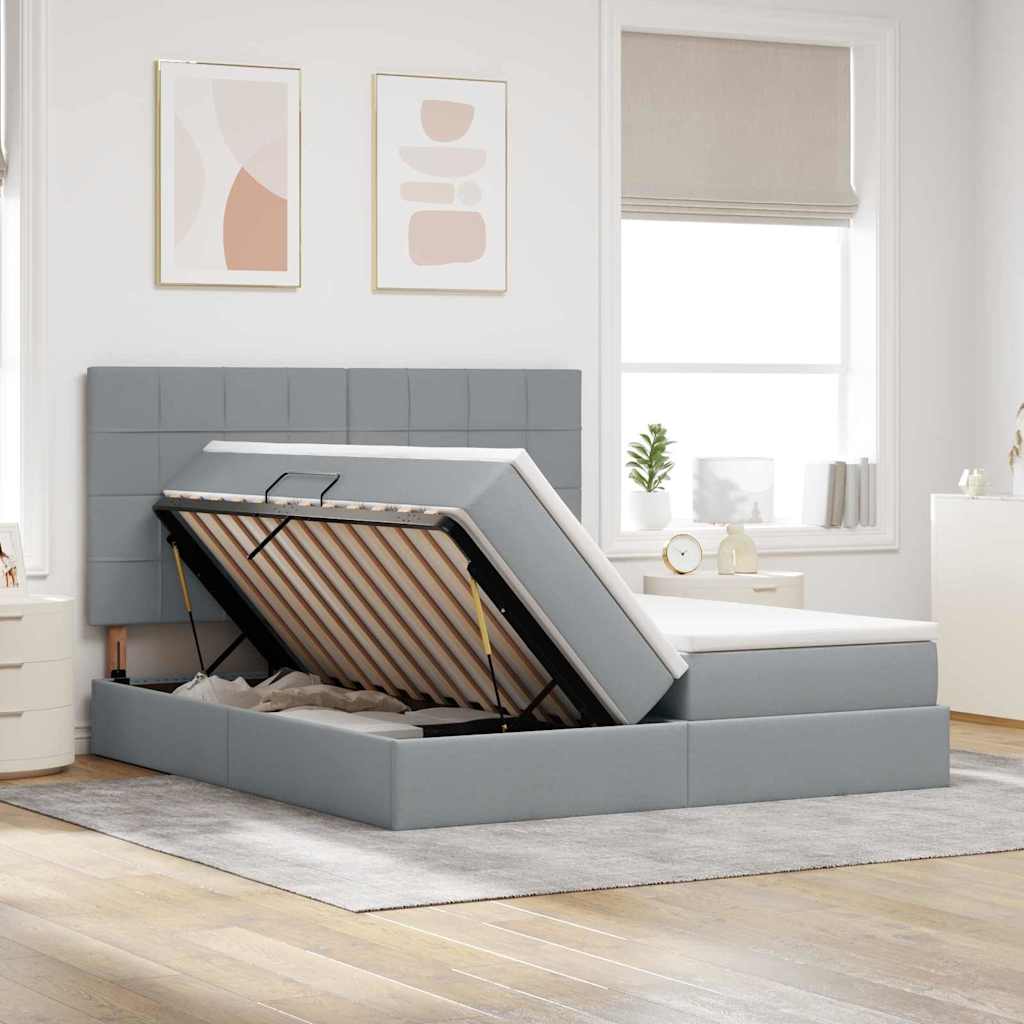 Lit de Rangement Gris clair 200 x 200 cm Cuir synthétique - XIOS
