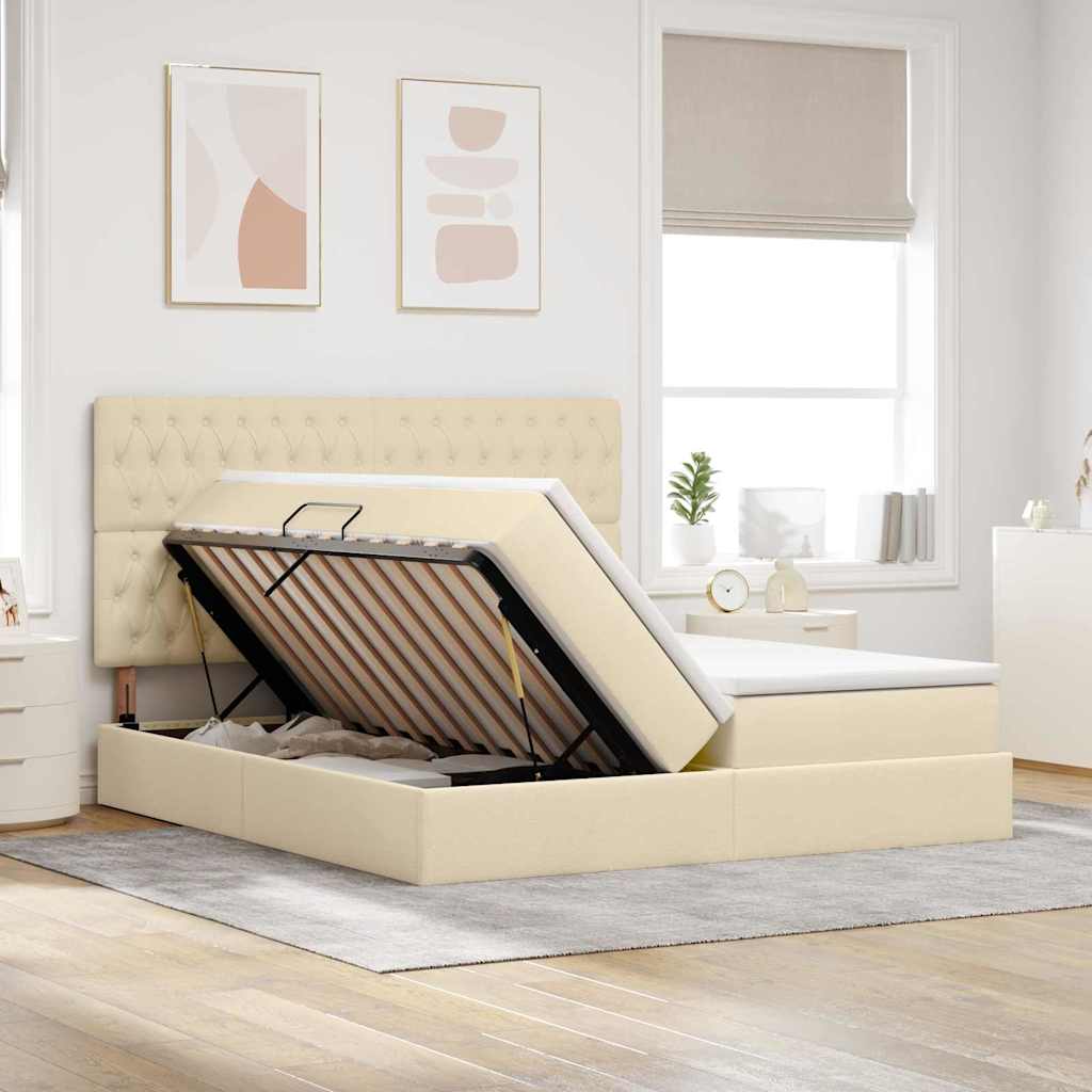 Lit de Rangement Crème 180 x 200 cm Cuir synthétique - XIOS