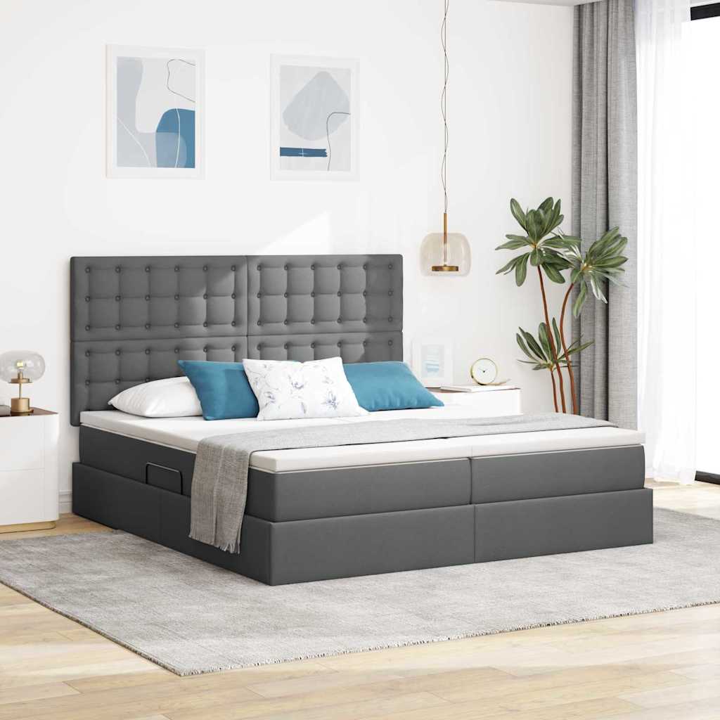 Lit de Rangement Gris foncé 180 x 200 cm Cuir synthétique - XIOS