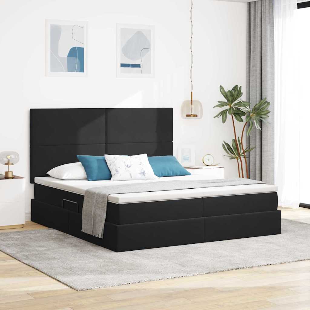 Lit de Rangement avec matelas Noir 180 x 200 cm Velours - XIOS