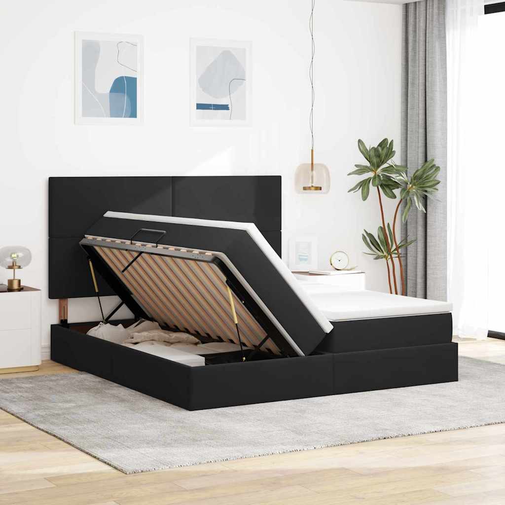 Lit de Rangement avec matelas Noir 180 x 200 cm Velours - XIOS