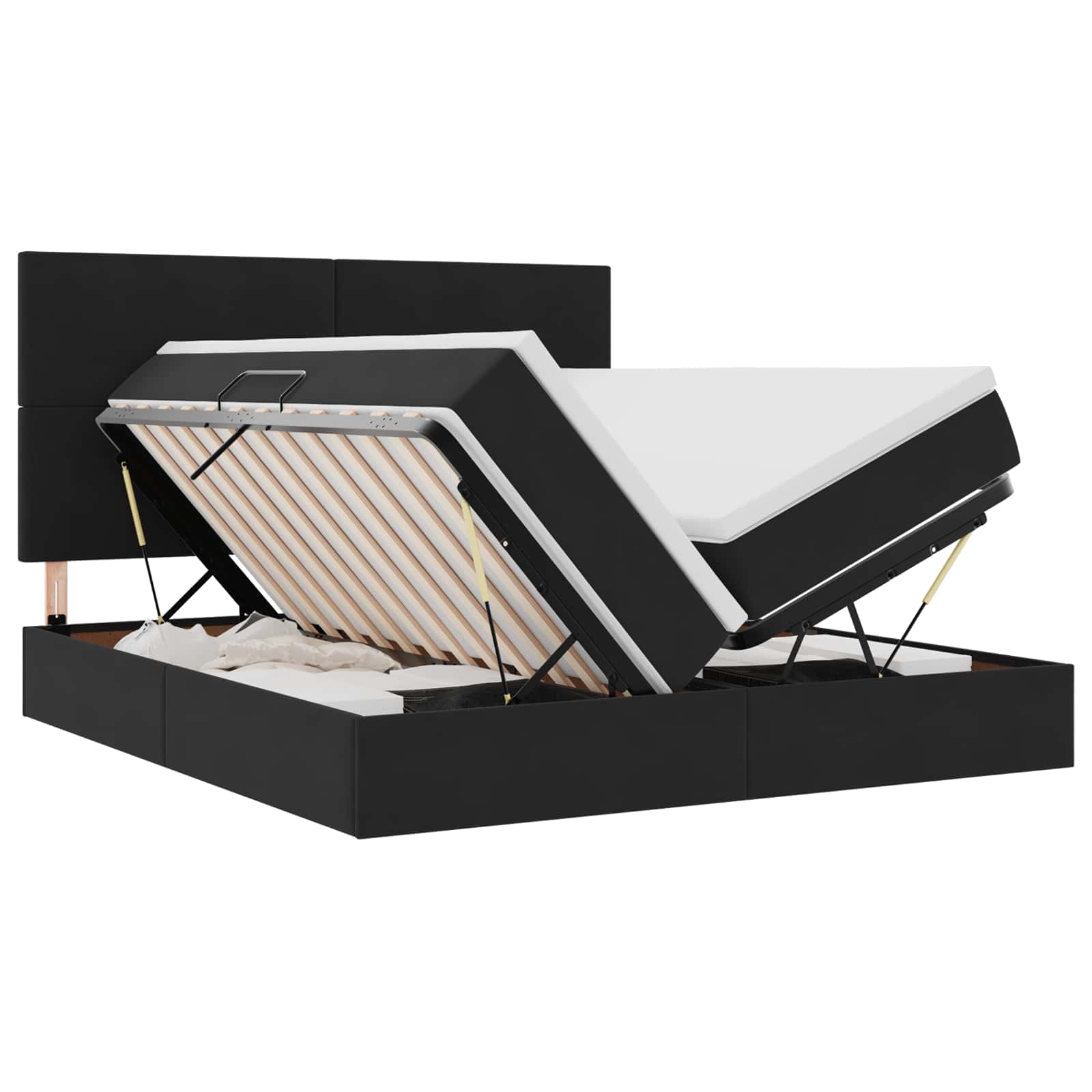 Lit de Rangement avec matelas Noir 180 x 200 cm Velours - XIOS