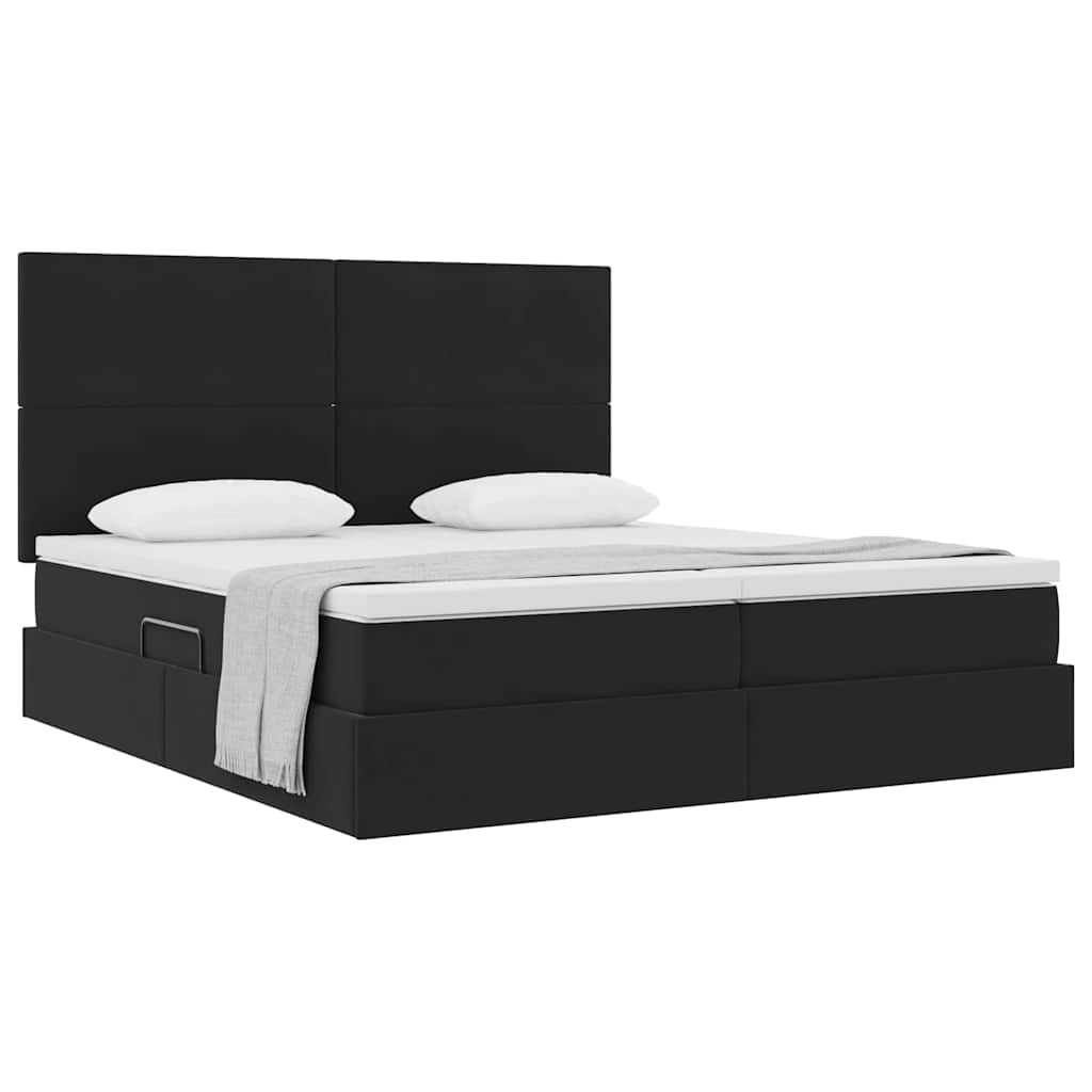 Lit de Rangement avec matelas Noir 180 x 200 cm Velours - XIOS