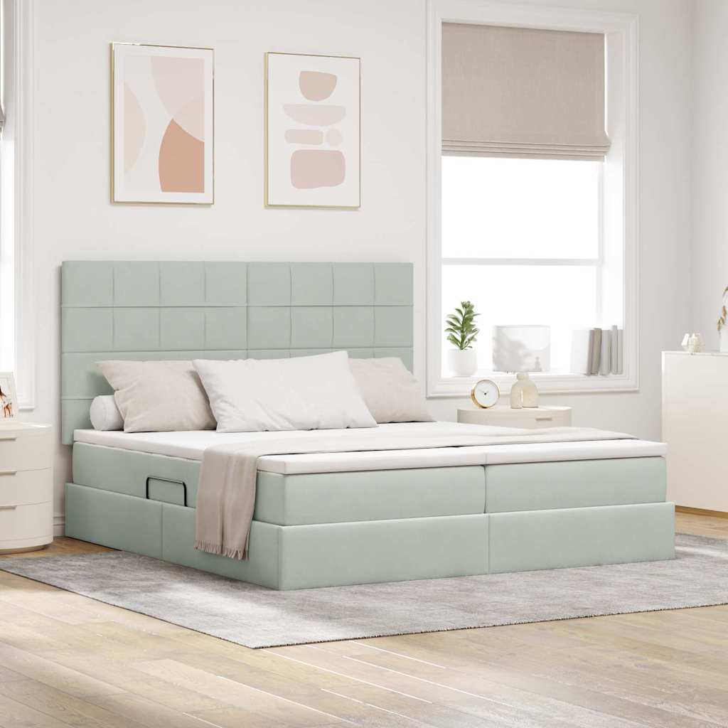 Lit de Rangement avec matelas Gris clair 180 x 200 cm Velours - XIOS