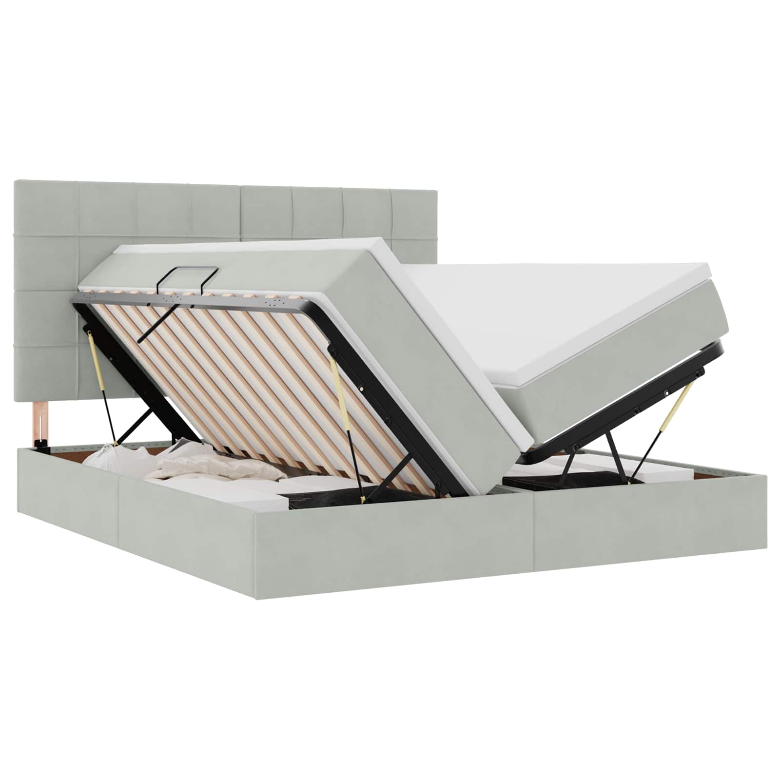 Lit de Rangement avec matelas Gris clair 180 x 200 cm Velours - XIOS
