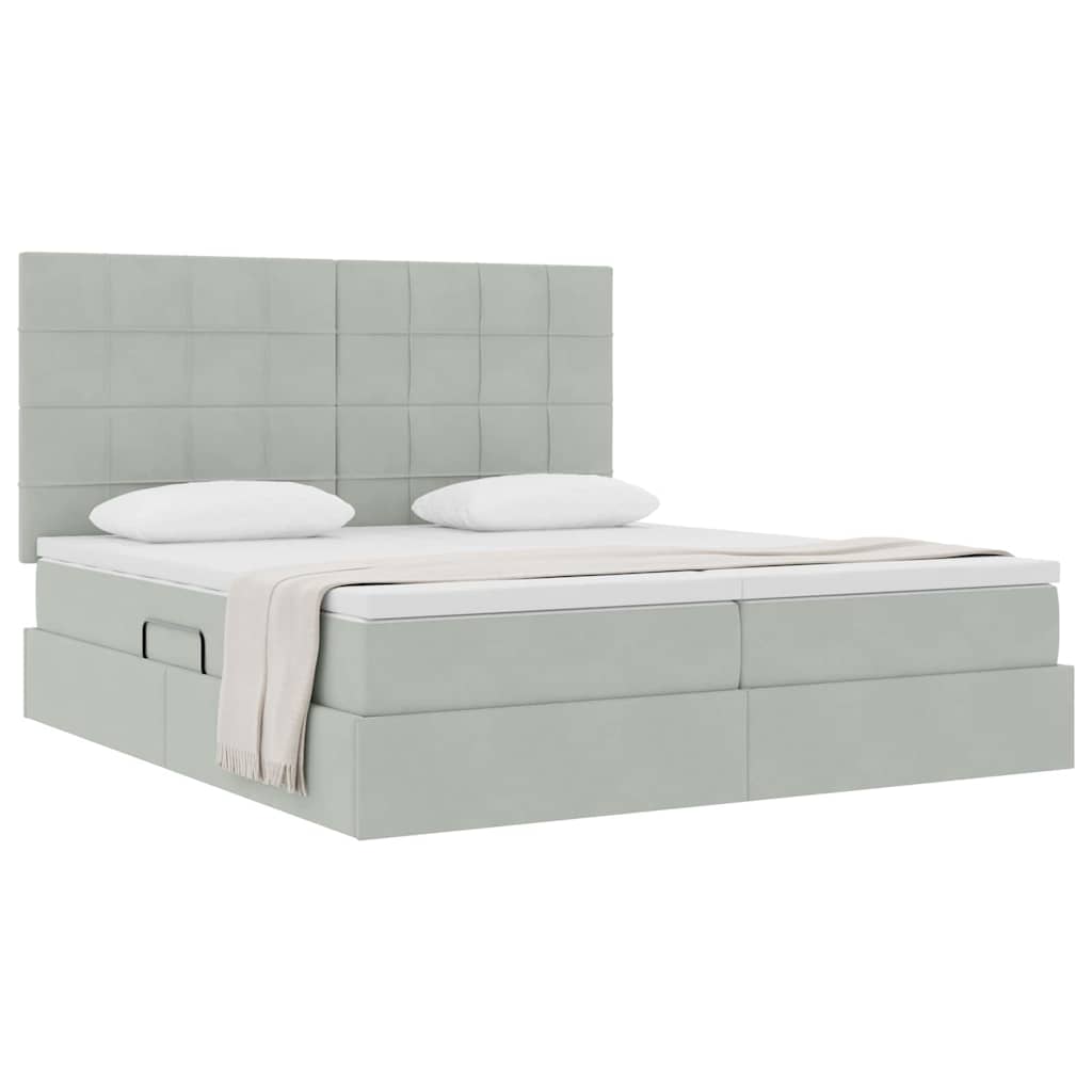 Lit de Rangement avec matelas Gris clair 180 x 200 cm Velours - XIOS