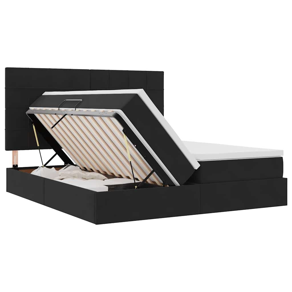 Lit de Rangement avec matelas Noir 200 x 200 cm Velours - XIOS