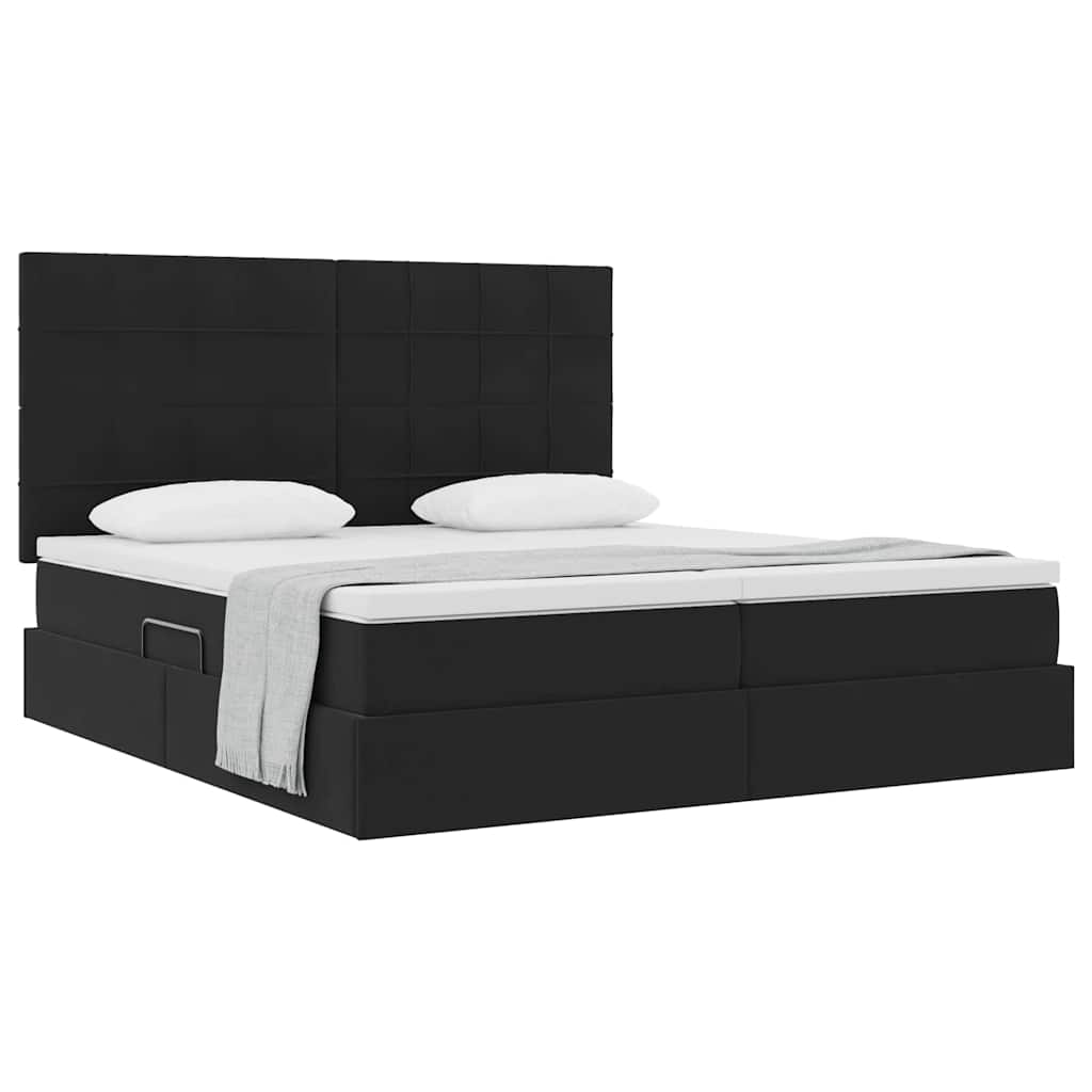 Lit de Rangement avec matelas Noir 200 x 200 cm Velours - XIOS