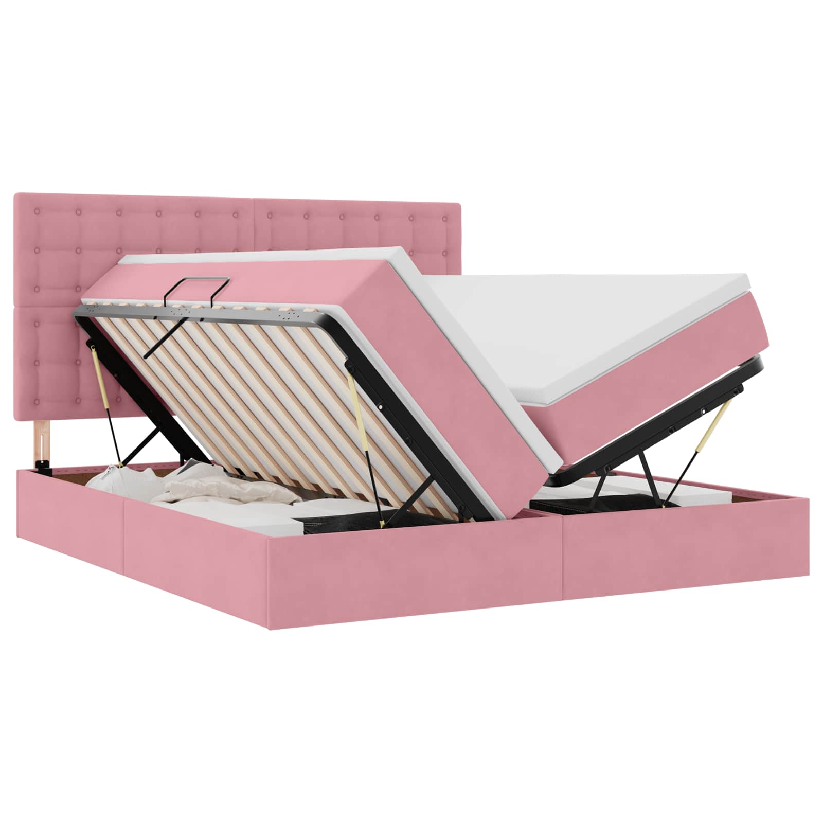 Lit de Rangement avec matelas Rose 180 x 200 cm Velours - XIOS