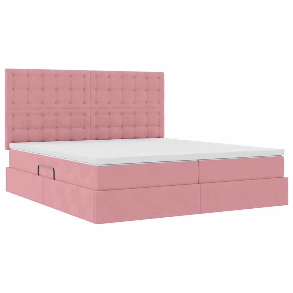 Lit de Rangement avec matelas Rose 180 x 200 cm Velours - XIOS