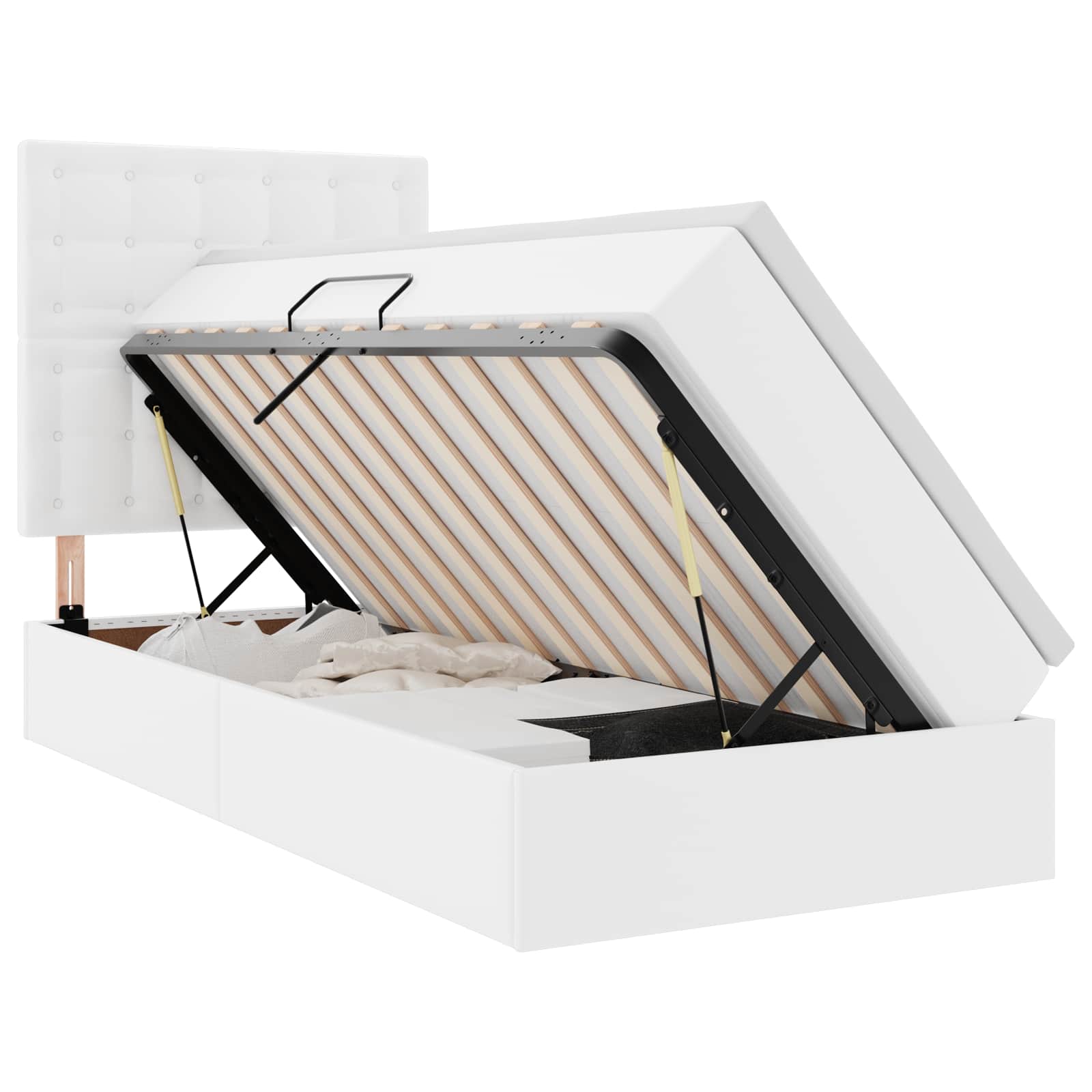 Lit avec rangement et LED Blanc pur 90 x 190 cm Simili cuir - XIOS