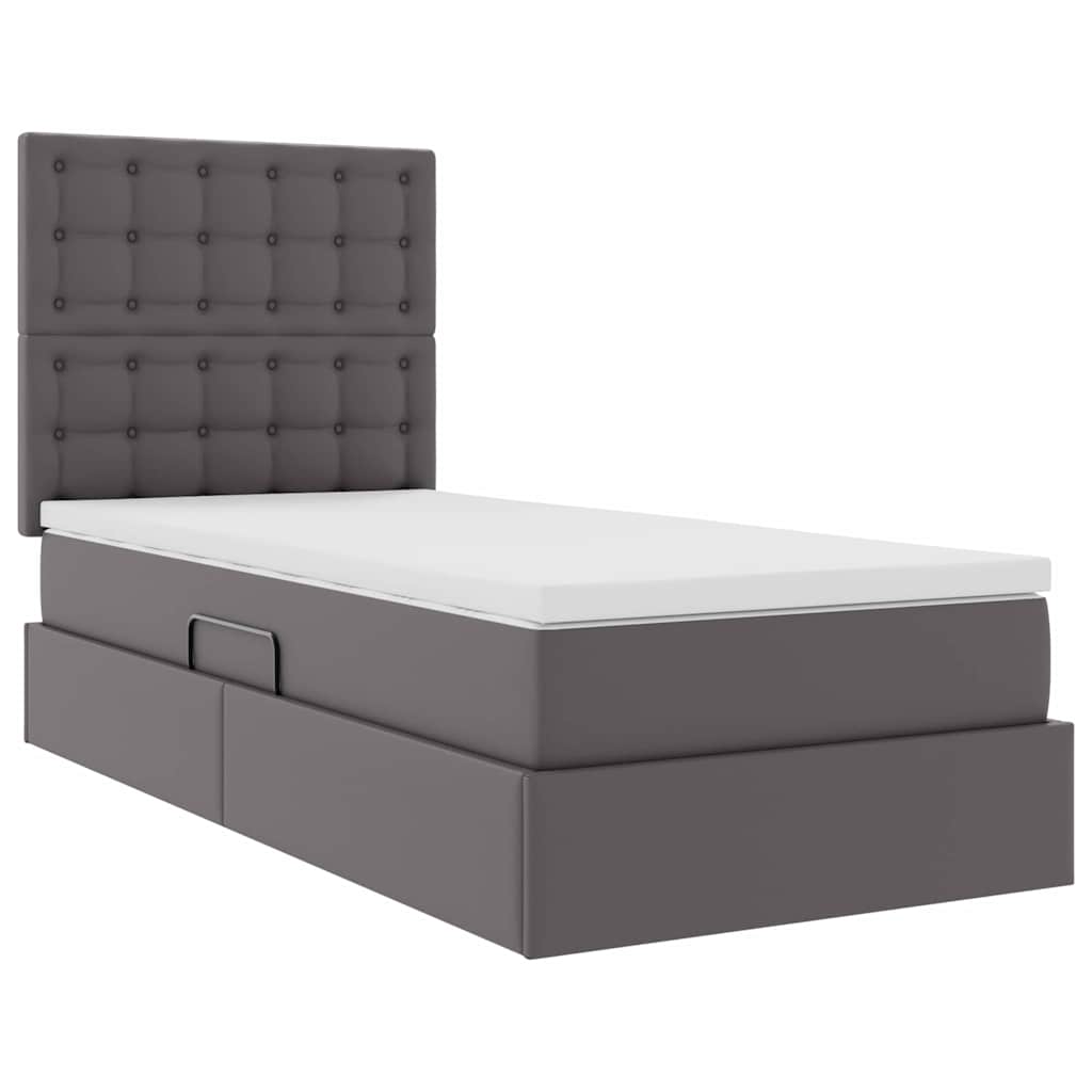 Lit avec rangement et LED Gris 100 x 200 cm Simili cuir - XIOS