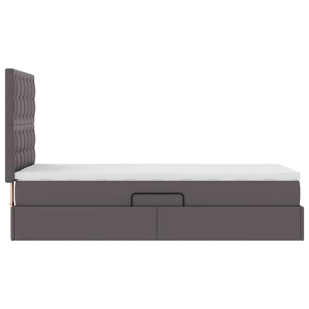 Lit avec rangement et LED Gris 100 x 200 cm Simili cuir - XIOS