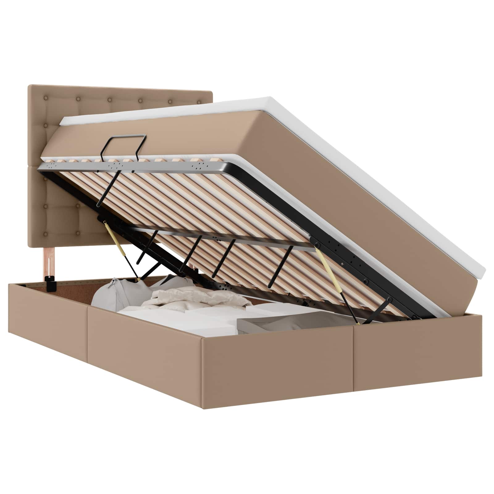 Lit avec rangement et LED avec matelas Cappuccino 120 x 190 cm