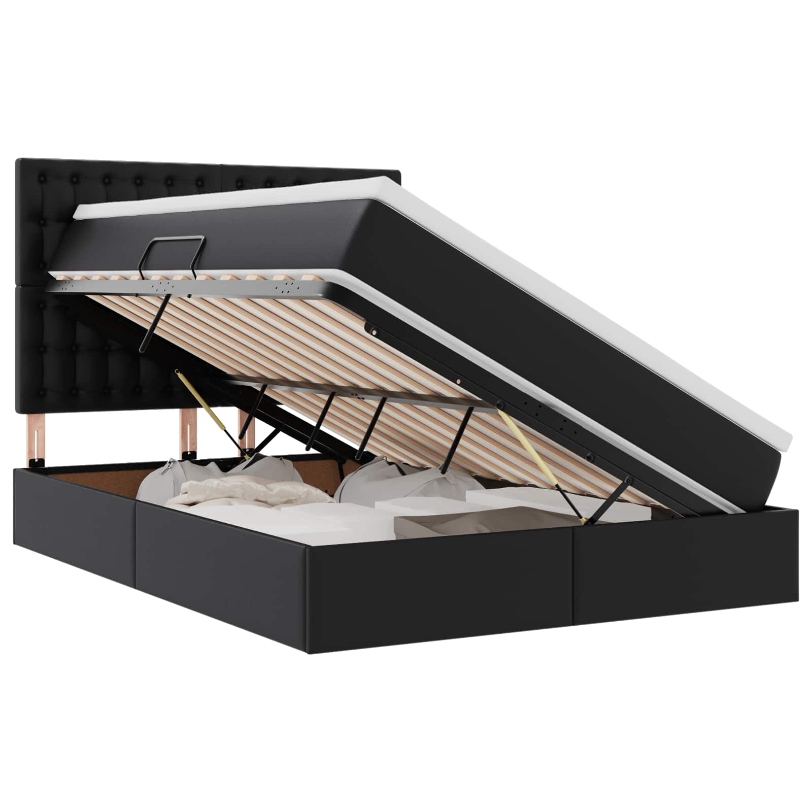 Lit avec rangement et LED Noir 140 x 190 cm Simili cuir - XIOS
