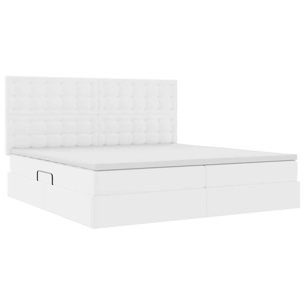 Lit avec rangement et LED Blanc pur 200 x 200 cm Simili cuir - XIOS