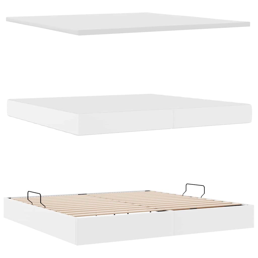 Lit avec rangement et LED Blanc pur 200 x 200 cm Simili cuir - XIOS