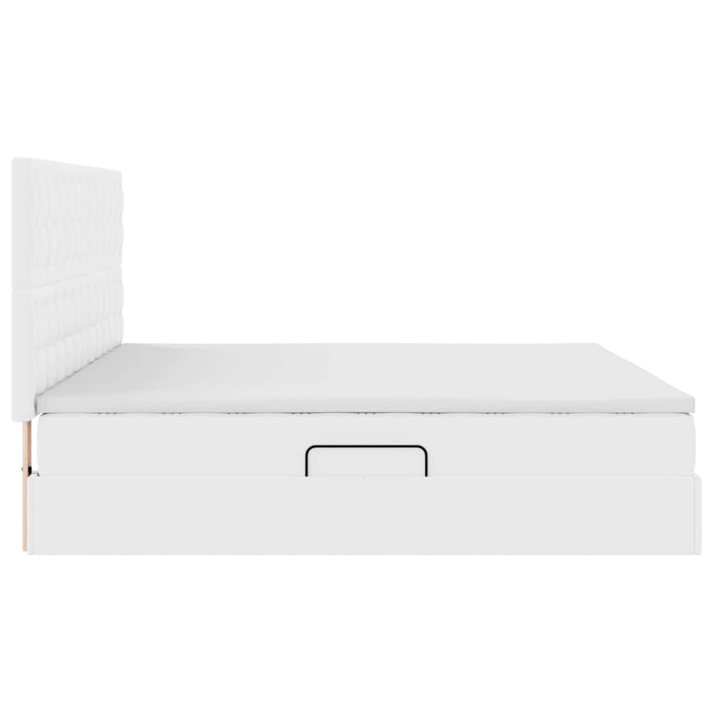 Lit avec rangement et LED Blanc pur 200 x 200 cm Simili cuir - XIOS
