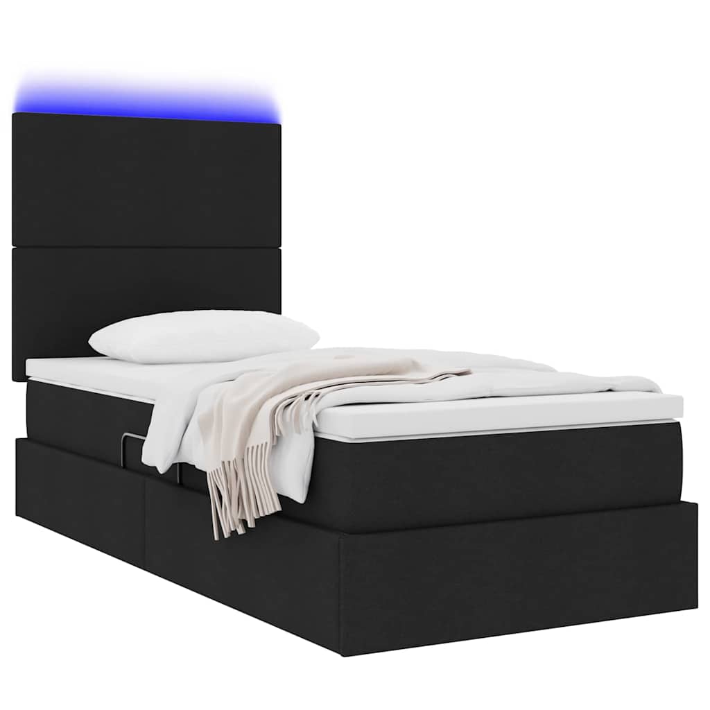 Lit avec rangement et LED avec LED Noir 90 x 190 cm Polyester - XIOS