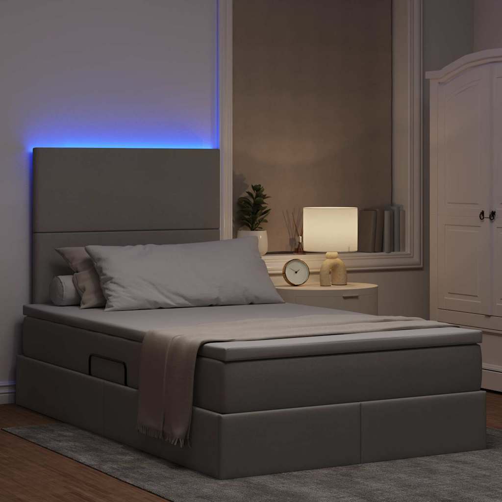Lit avec rangement et LED Taupe 120 x 190 cm Polyester - XIOS