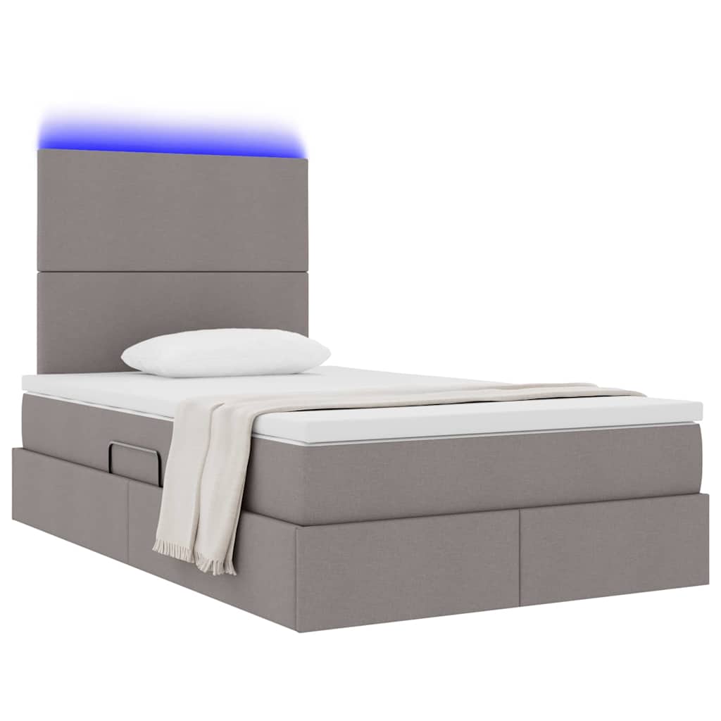 Lit avec rangement et LED Taupe 120 x 190 cm Polyester - XIOS