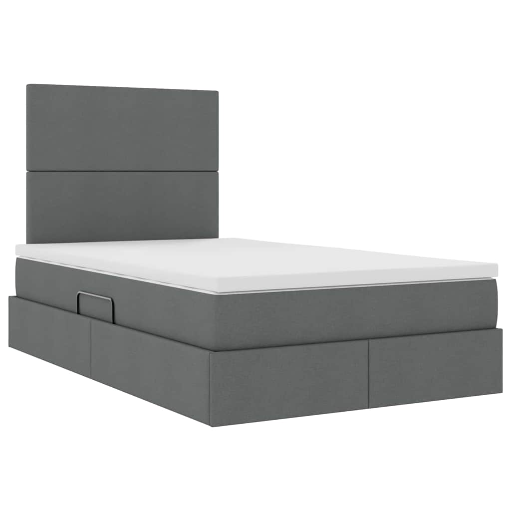 Lit de rangement LED avec matelas Gris foncé 120 x 200 cm Tissu