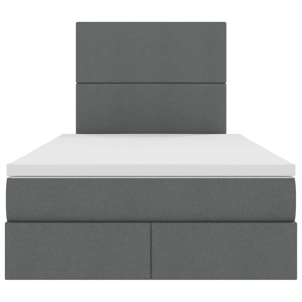 Lit de rangement LED avec matelas Gris foncé 120 x 200 cm Tissu
