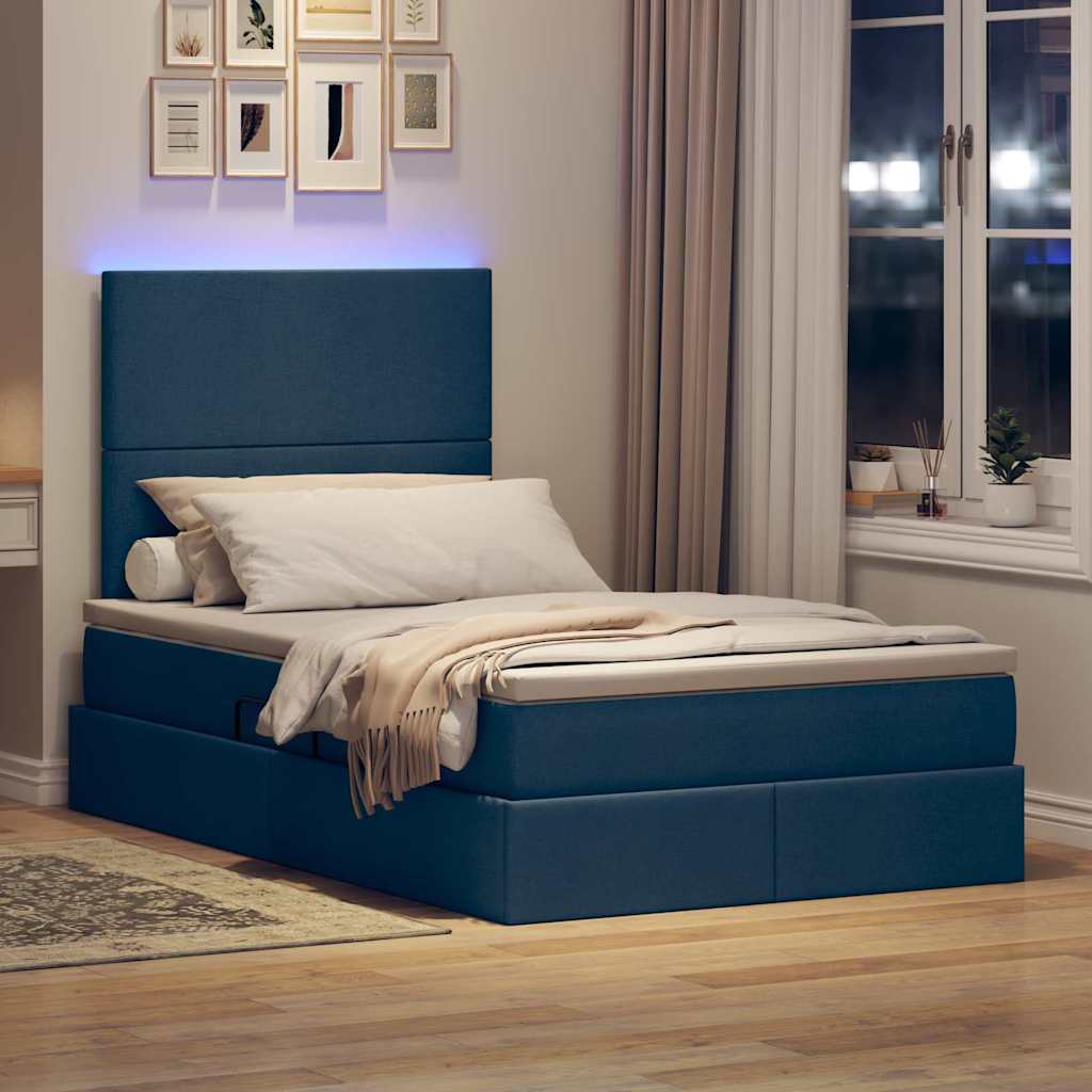 Lit avec rangement et LED avec LED Bleu 120 x 200 cm Polyester - XIOS