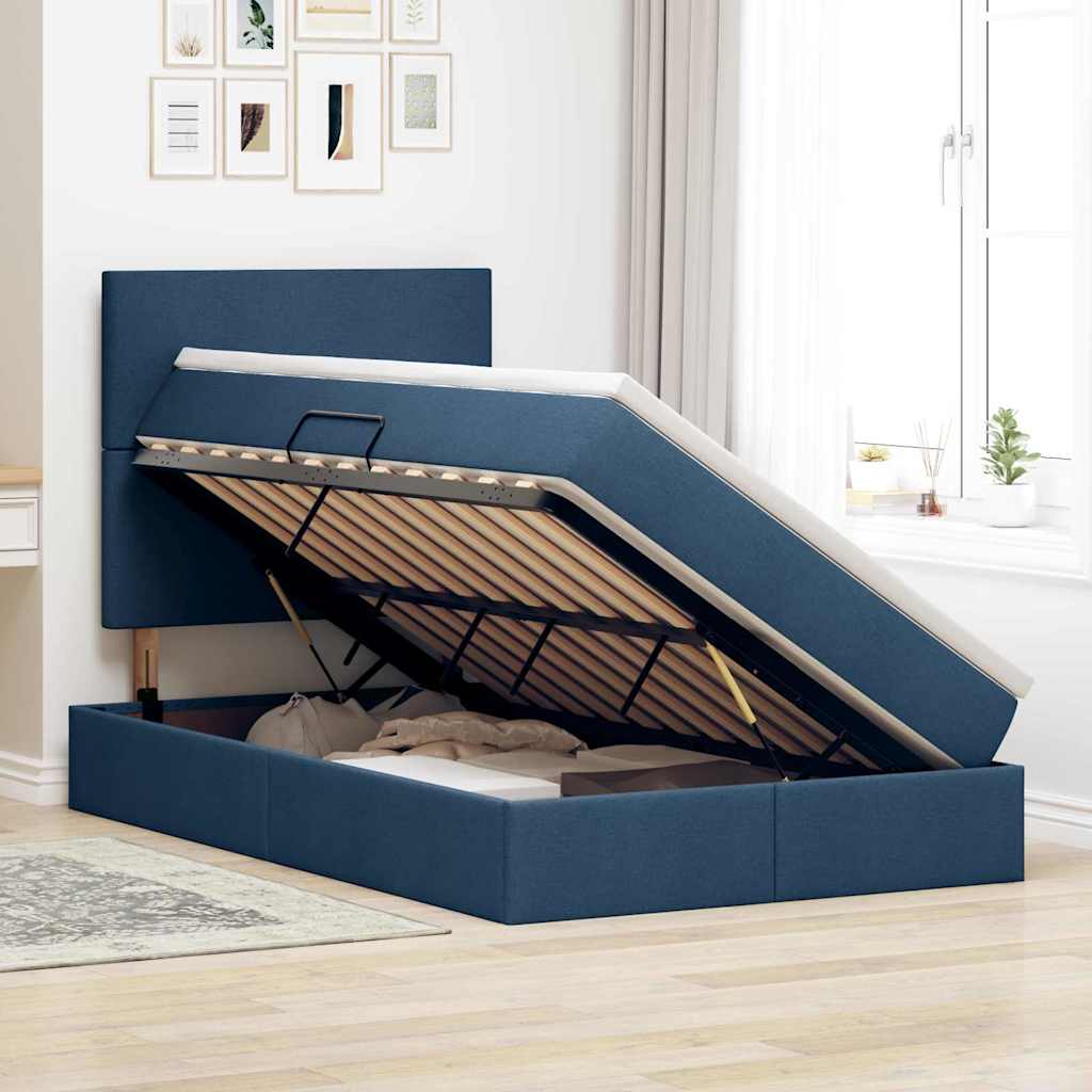 Lit avec rangement et LED avec LED Bleu 120 x 200 cm Polyester - XIOS