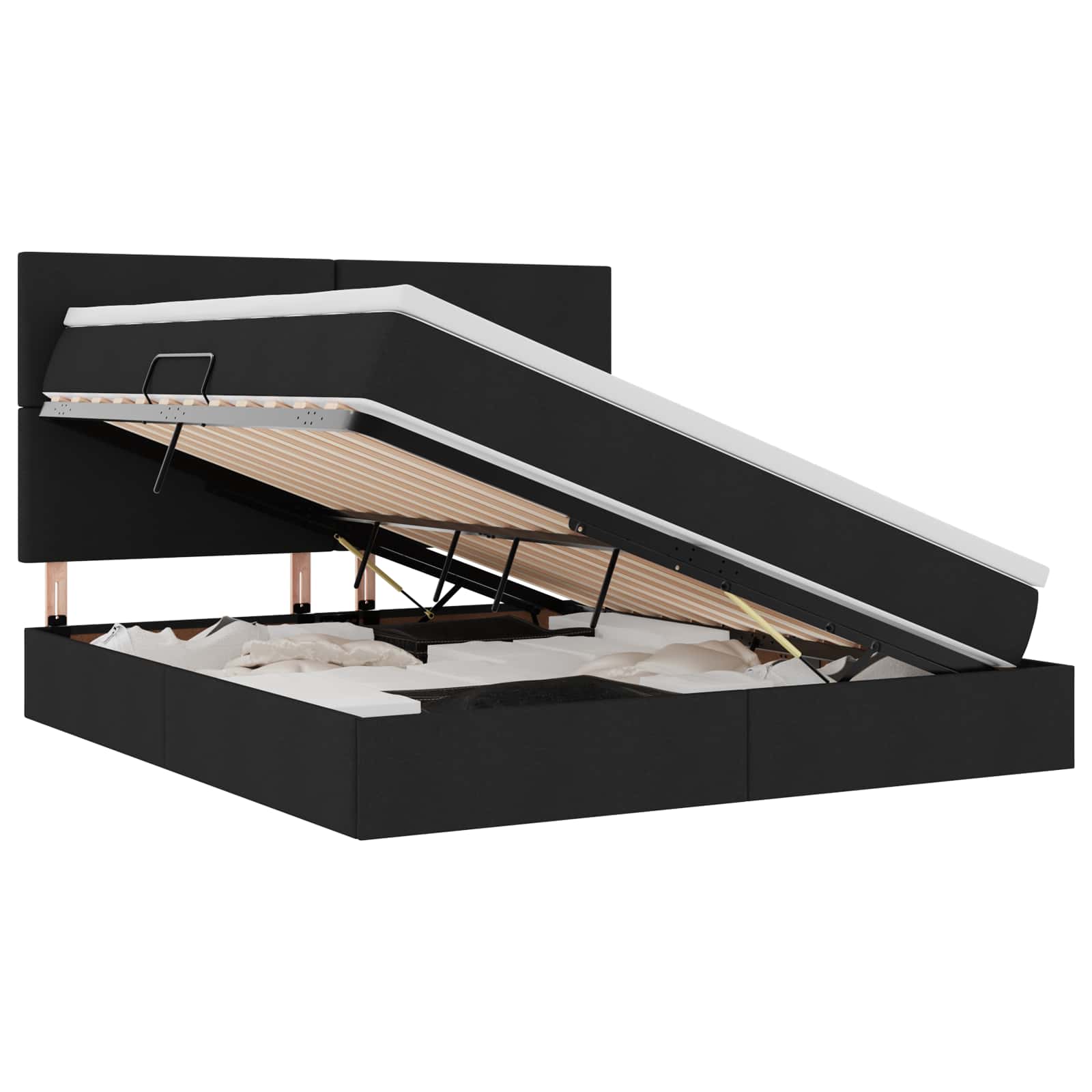 Lit avec rangement et LED avec LED Noir 180 x 200 cm Polyester - XIOS