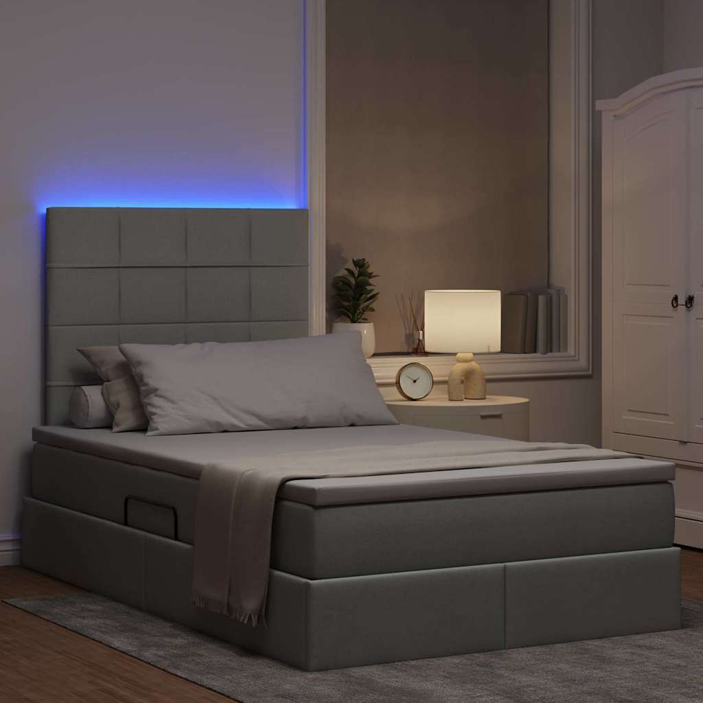 Lit avec rangement et LED Gris clair 120 x 190 cm Polyester - XIOS